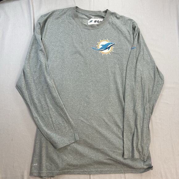 Men's Nike Miami Dolphins Team Issued Grey Long Sleeve T-Shirt 3XL - Picture 1 of 9